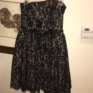 Strapless lace cocktail dress